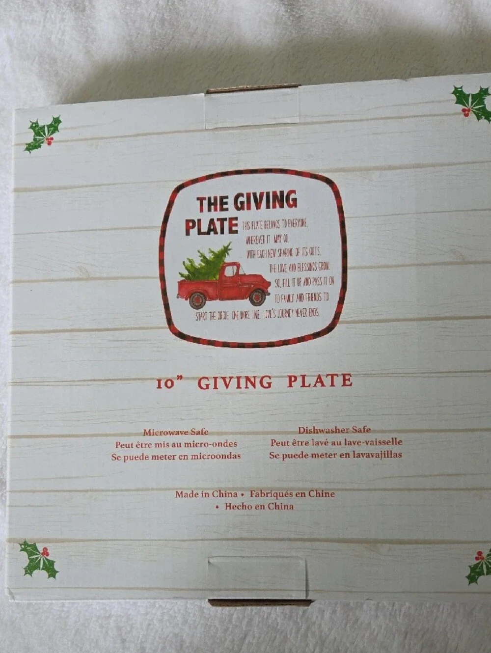 Holiday Home Red Giving Plate with Festive Truck Design